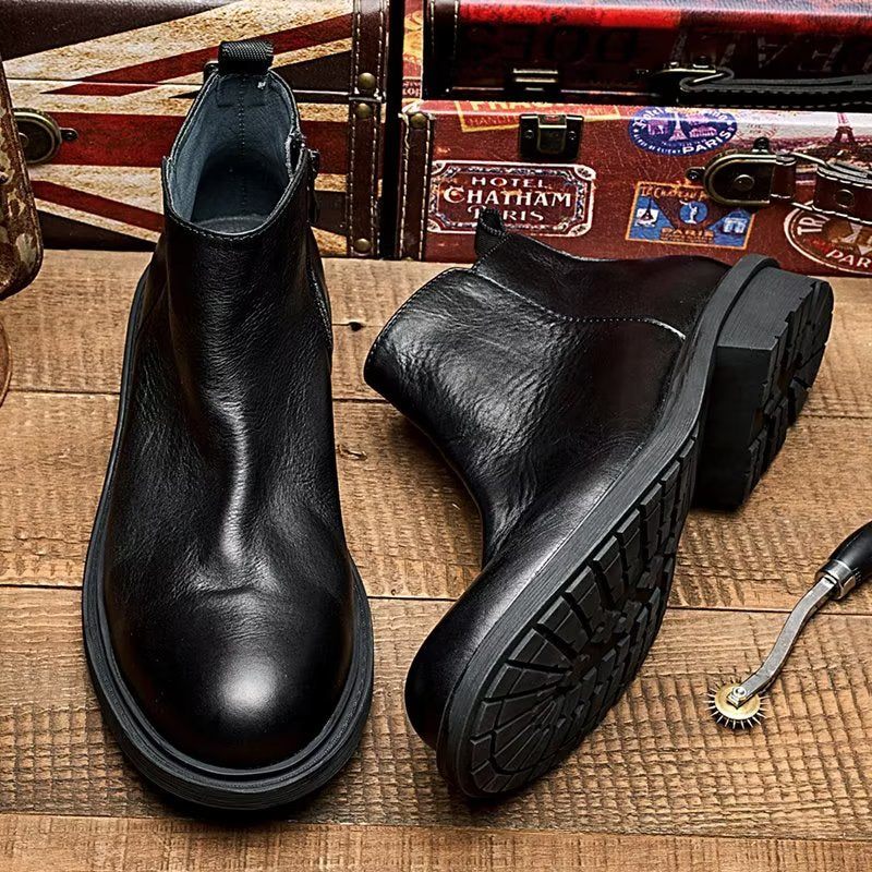 Botas Masculinas Chiques Com Cadarço - Preto