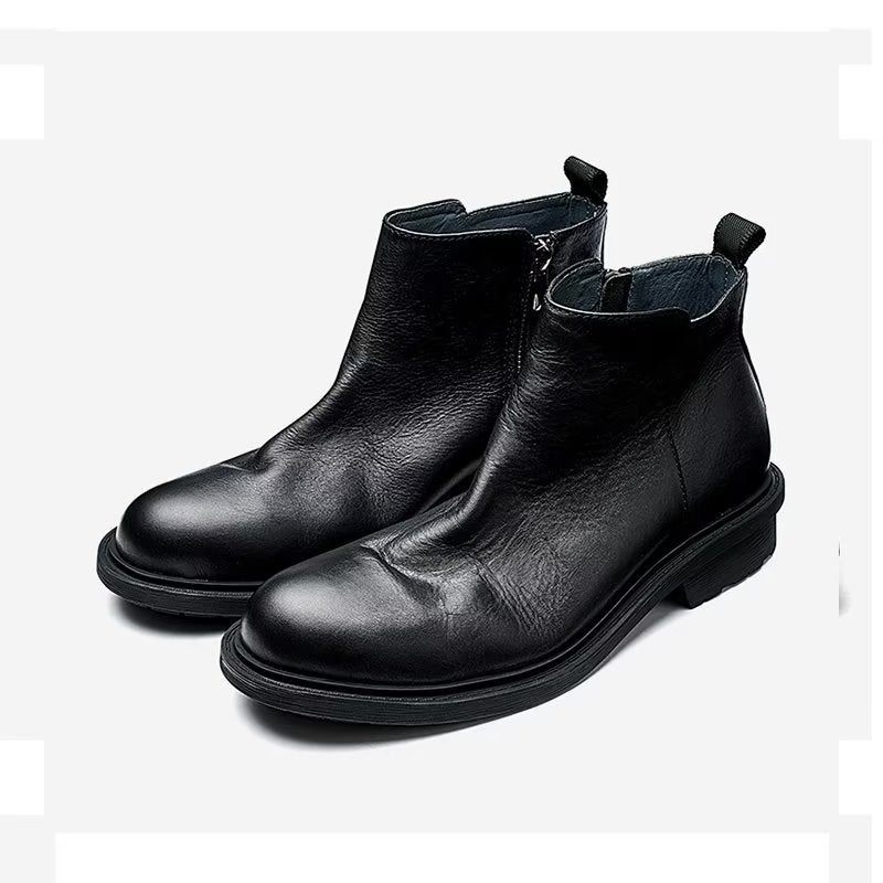 Botas Masculinas Chiques Com Cadarço - Preto