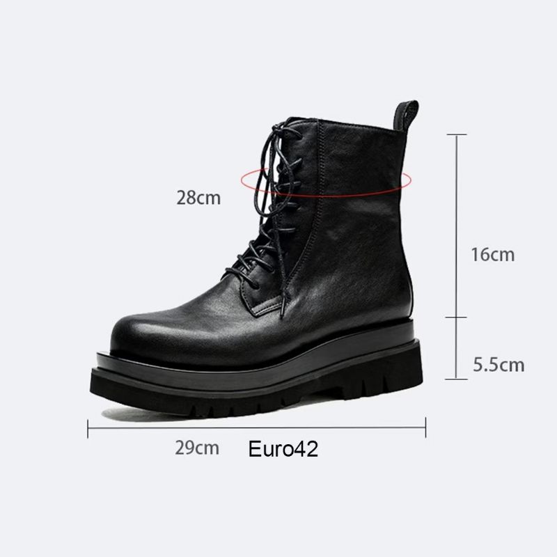 Botas Masculinas Chiques Com Cadarço Curtas Britânicas - Preto