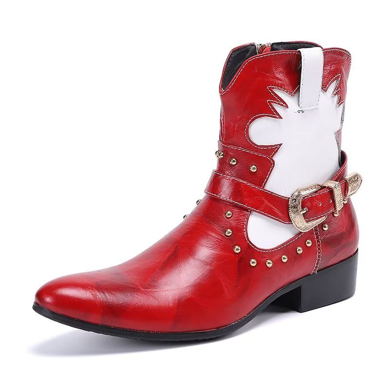 Botas Masculinas Chiques Com Zíper - Vermelho