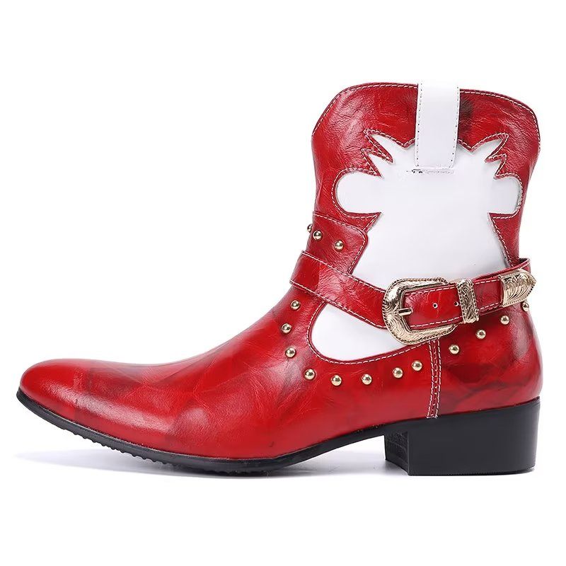 Botas Masculinas Chiques Com Zíper - Vermelho