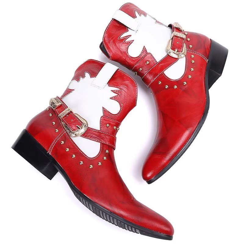 Botas Masculinas Chiques Com Zíper - Vermelho