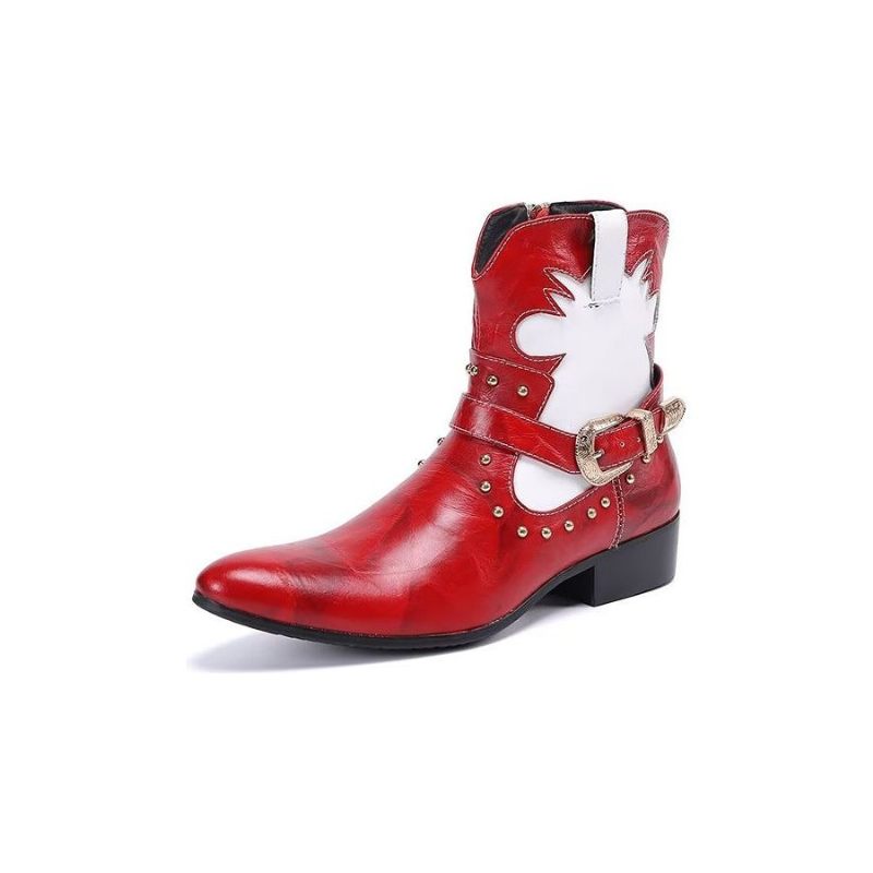 Botas Masculinas Chiques Com Zíper - Vermelho