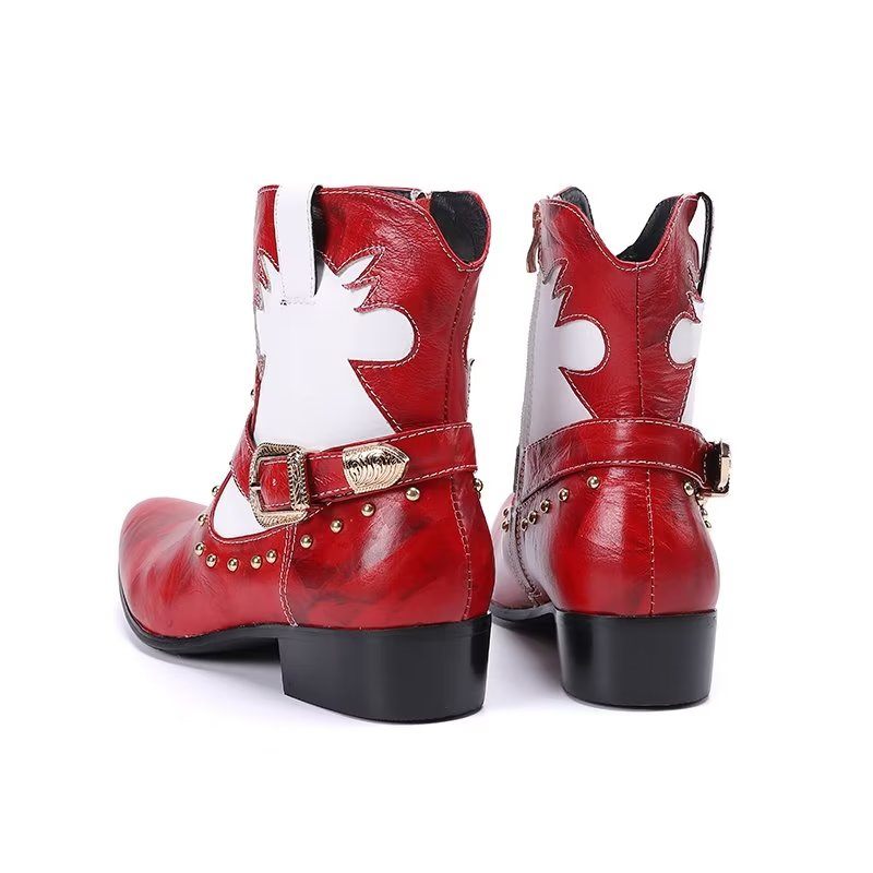 Botas Masculinas Chiques Com Zíper - Vermelho