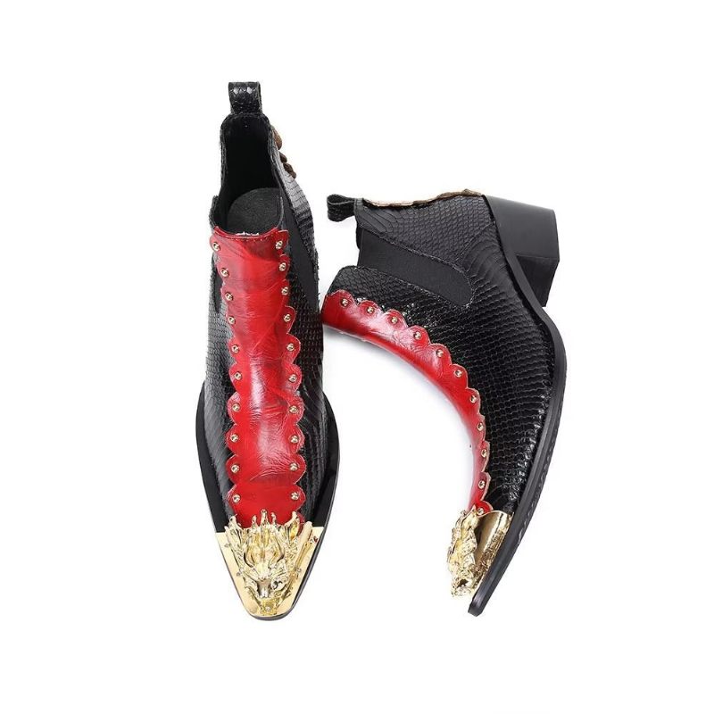 Botas Masculinas Chiques Couro - Vermelho