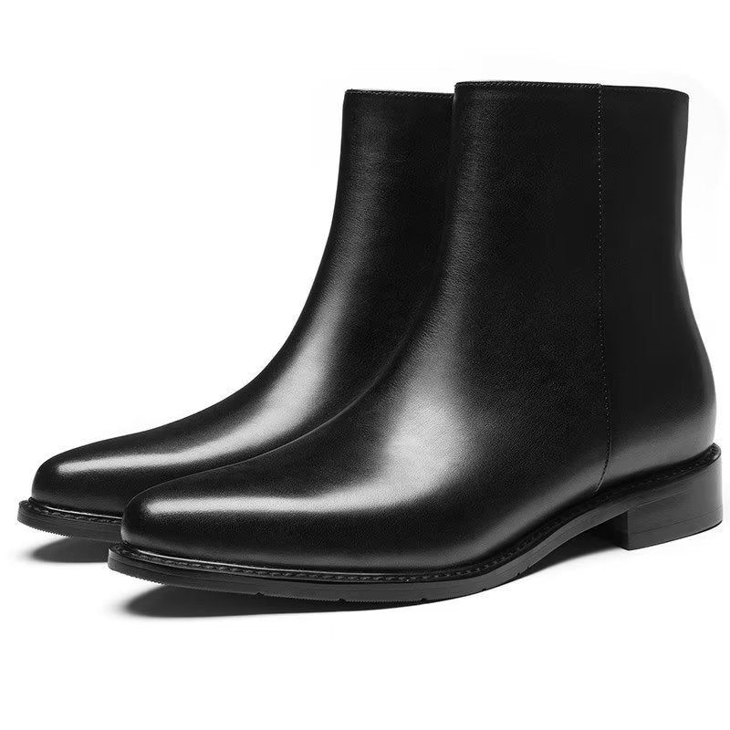 Botas Masculinas Chiques Couro Com Bico Fino - Preto