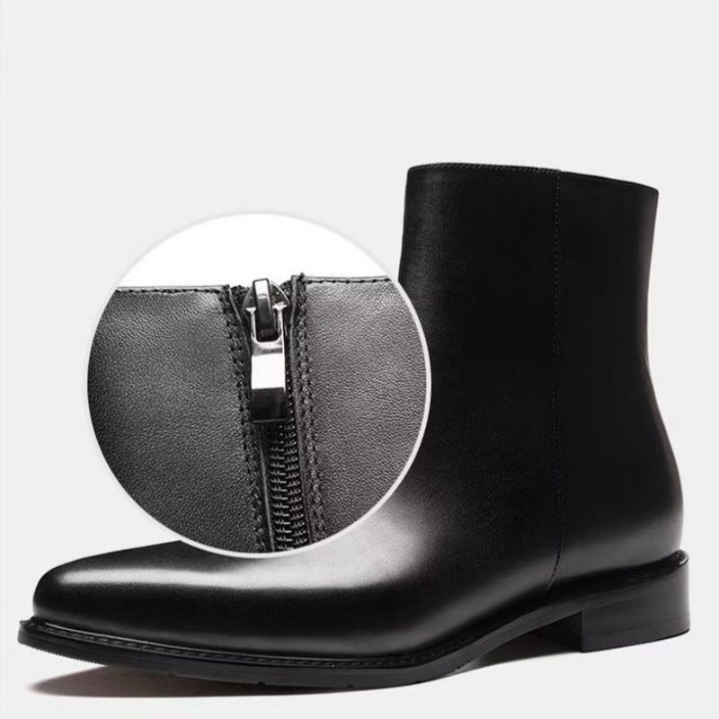 Botas Masculinas Chiques Couro Com Bico Fino - Preto