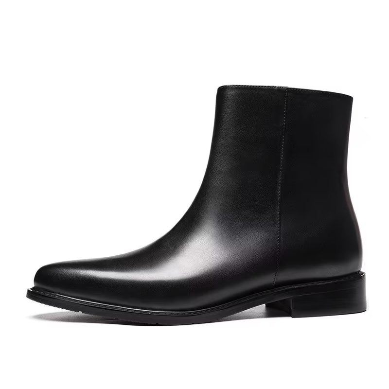 Botas Masculinas Chiques Couro Com Bico Fino - Preto