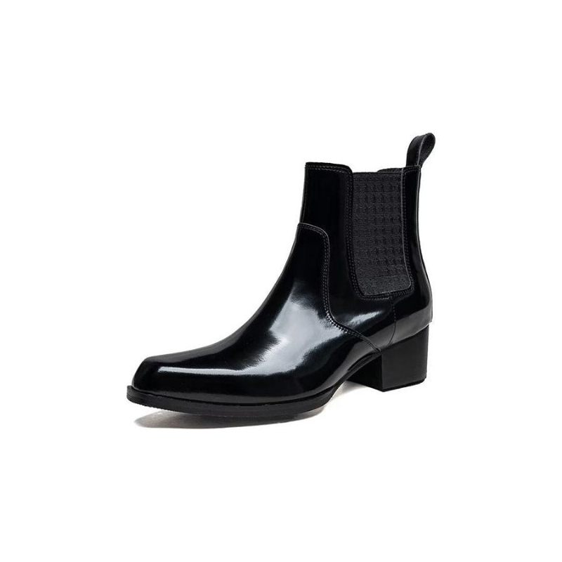 Botas Masculinas Chiques Couro Com Bico Fino Chelsea Boots