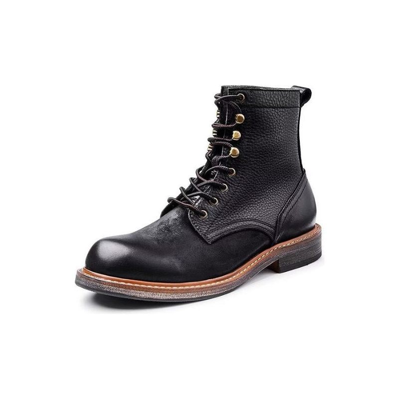 Botas Masculinas Chiques Couro Com Cadarço