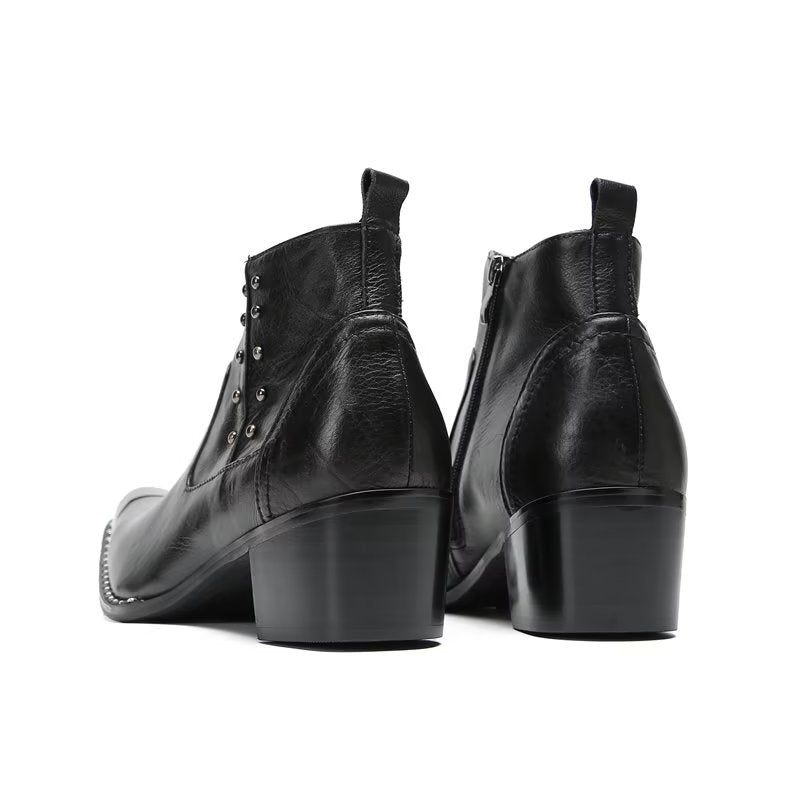 Botas Masculinas Chiques Couro Com Zíper - Preto