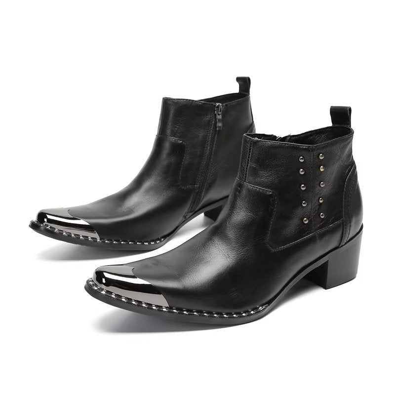 Botas Masculinas Chiques Couro Com Zíper - Preto