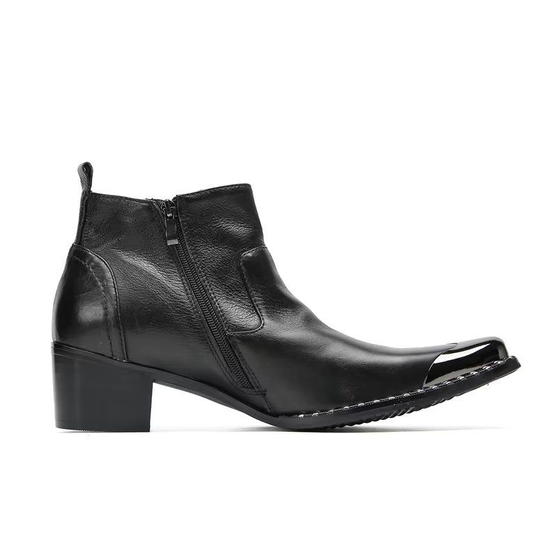 Botas Masculinas Chiques Couro Com Zíper - Preto