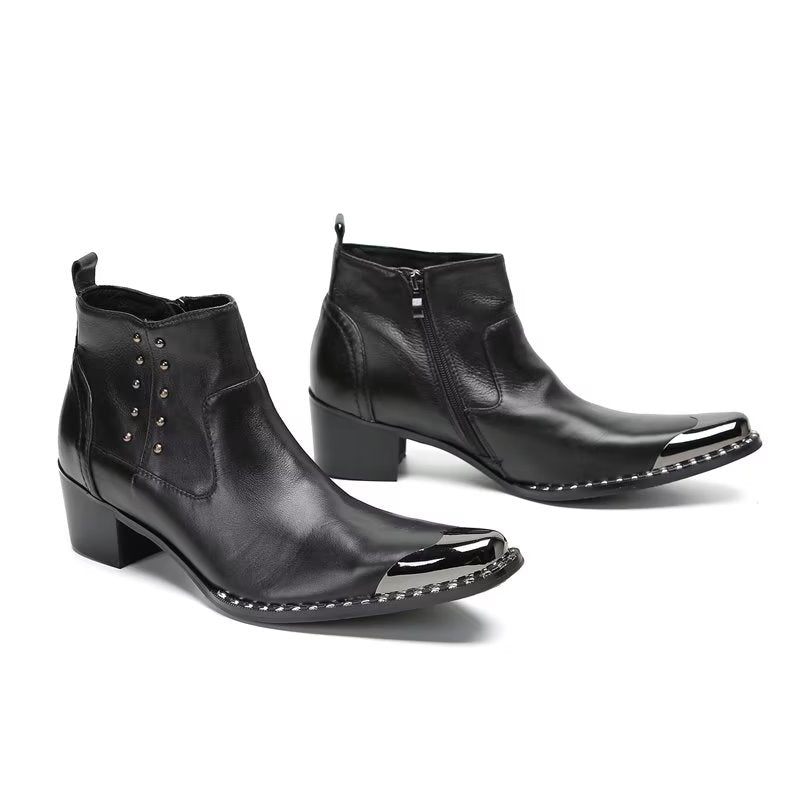 Botas Masculinas Chiques Couro Com Zíper - Preto