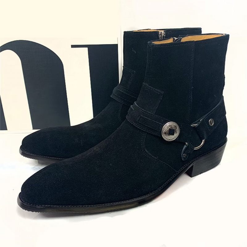 Botas Masculinas Chiques Couro Genuíno - Preto