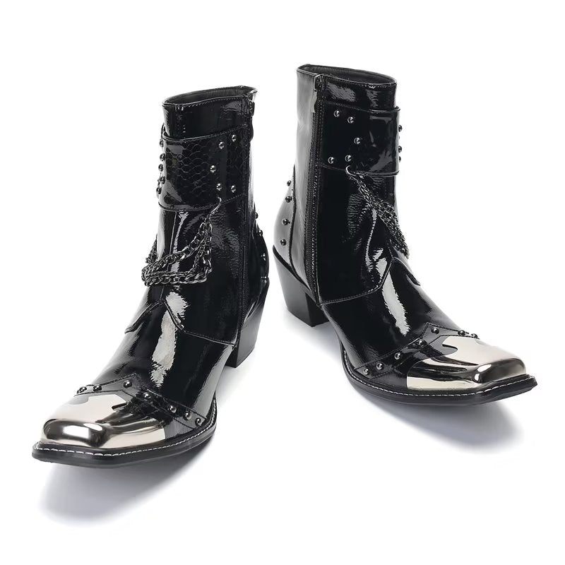 Botas Masculinas Chiques Couro Para Soiree - Preto