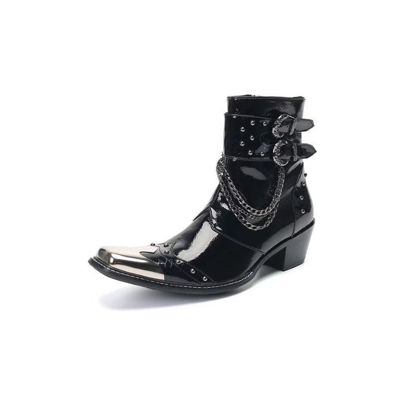 Botas Masculinas Chiques Couro Para Soiree - Preto