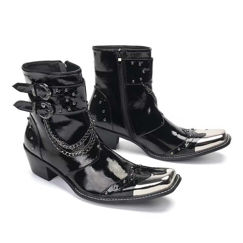 Botas Masculinas Chiques Couro Para Soiree - Preto