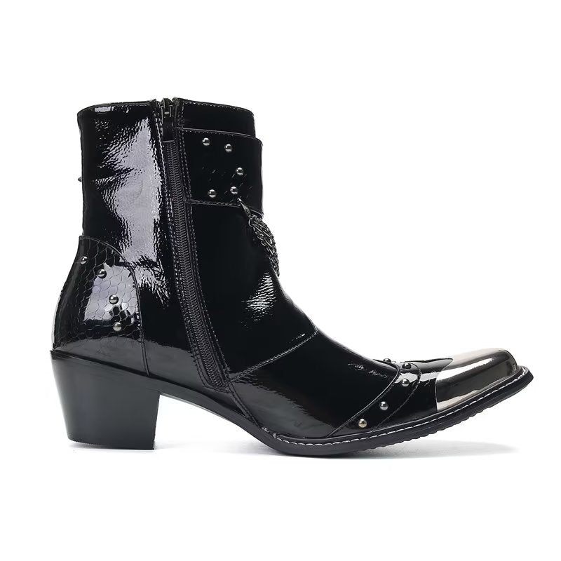 Botas Masculinas Chiques Couro Para Soiree - Preto