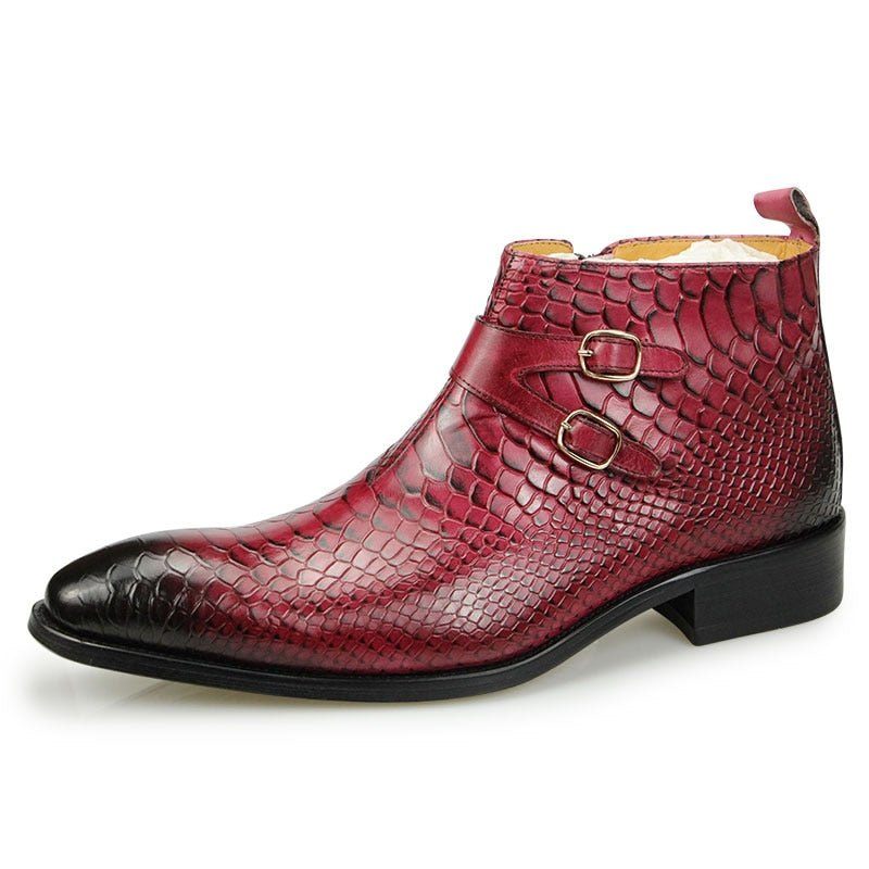 Botas Masculinas Chiques Croctex Com Bico Fino E Zíper - Vermelho