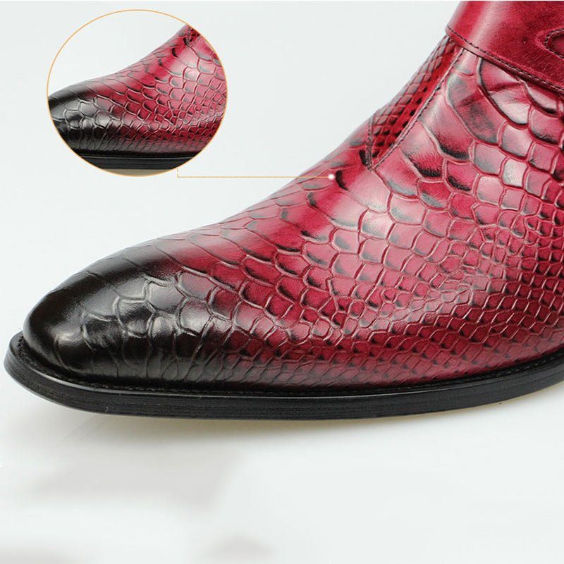 Botas Masculinas Chiques Croctex Com Bico Fino E Zíper - Vermelho