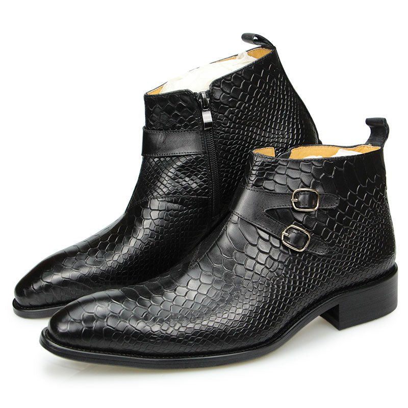 Botas Masculinas Chiques Croctex Com Bico Fino E Zíper - Preto