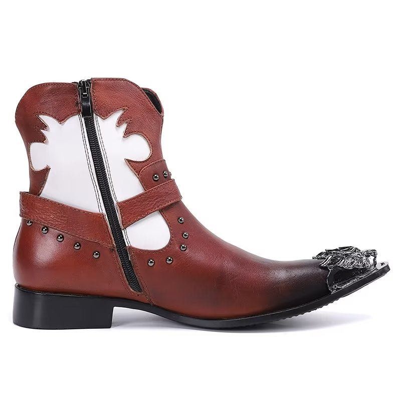 Botas Masculinas Chiques No Tornozelo - Vermelho