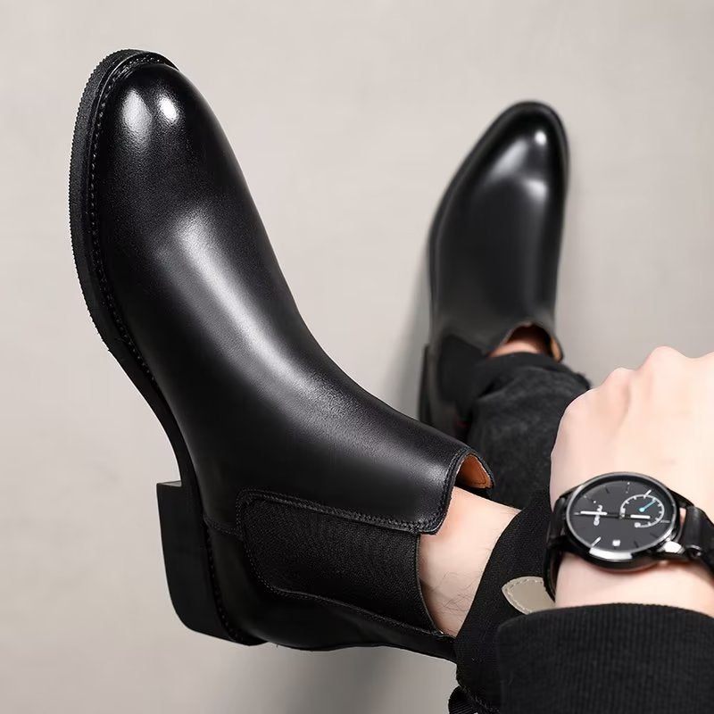 Botas Masculinas Com Bico Fino Chelsea Boots - Preto