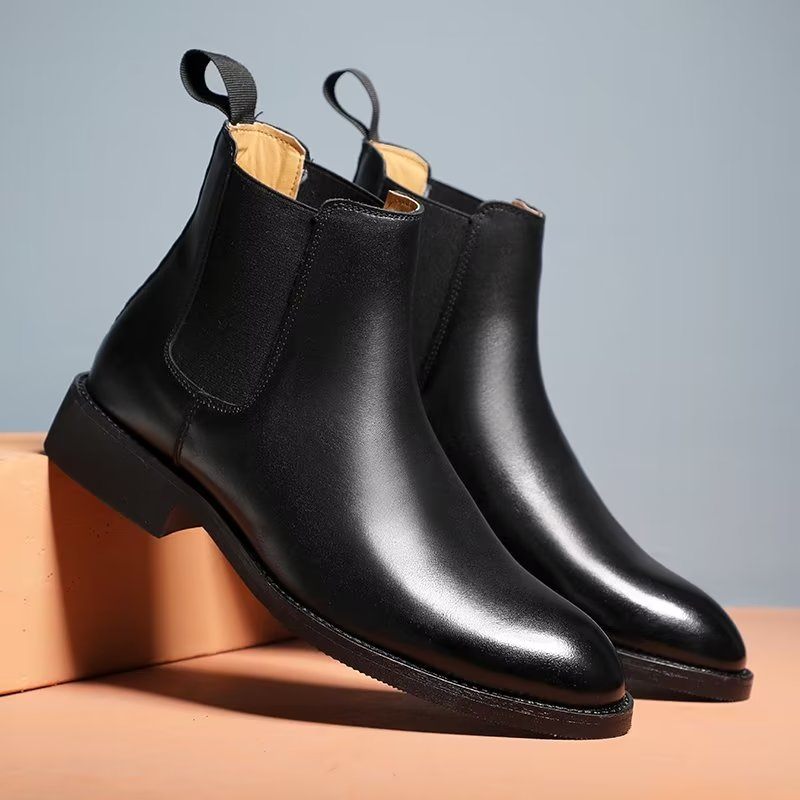 Botas Masculinas Com Bico Fino Chelsea Boots - Preto