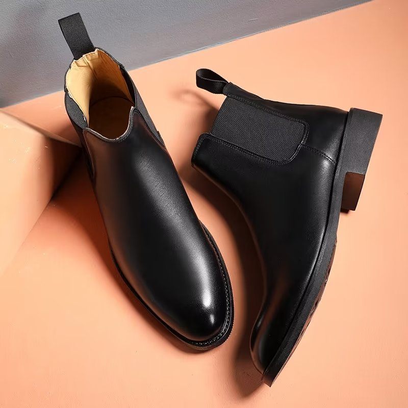 Botas Masculinas Com Bico Fino Chelsea Boots - Preto