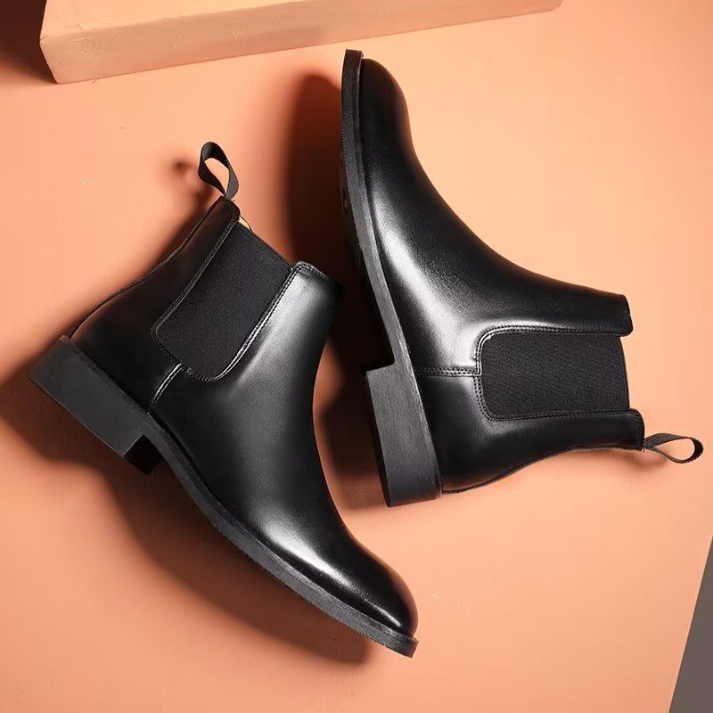 Botas Masculinas Com Bico Fino Chelsea Boots - Preto