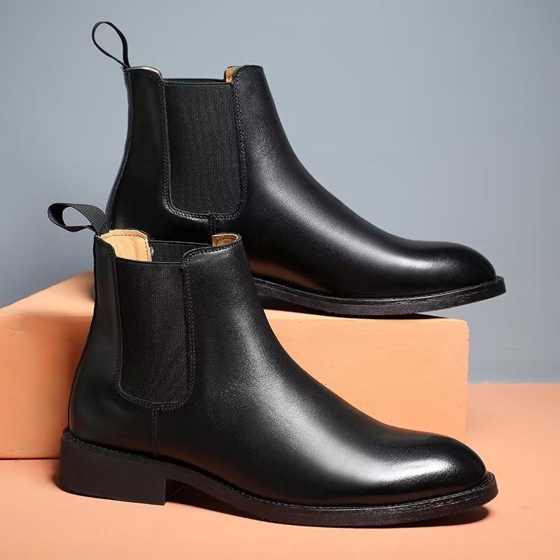 Botas Masculinas Com Bico Fino Chelsea Boots - Preto