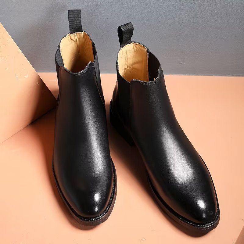 Botas Masculinas Com Bico Fino Chelsea Boots - Preto