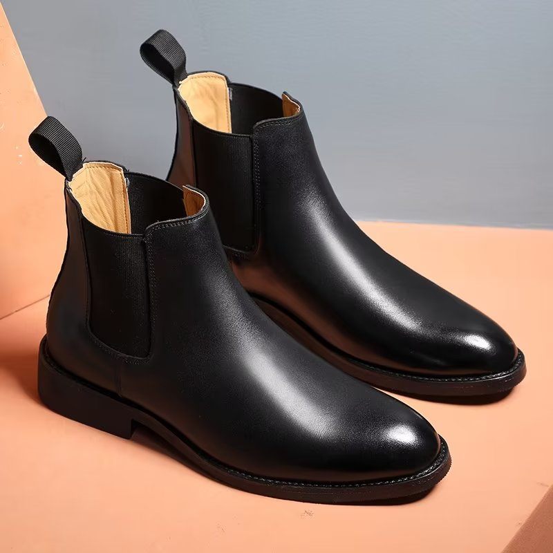 Botas Masculinas Com Bico Fino Chelsea Boots - Preto