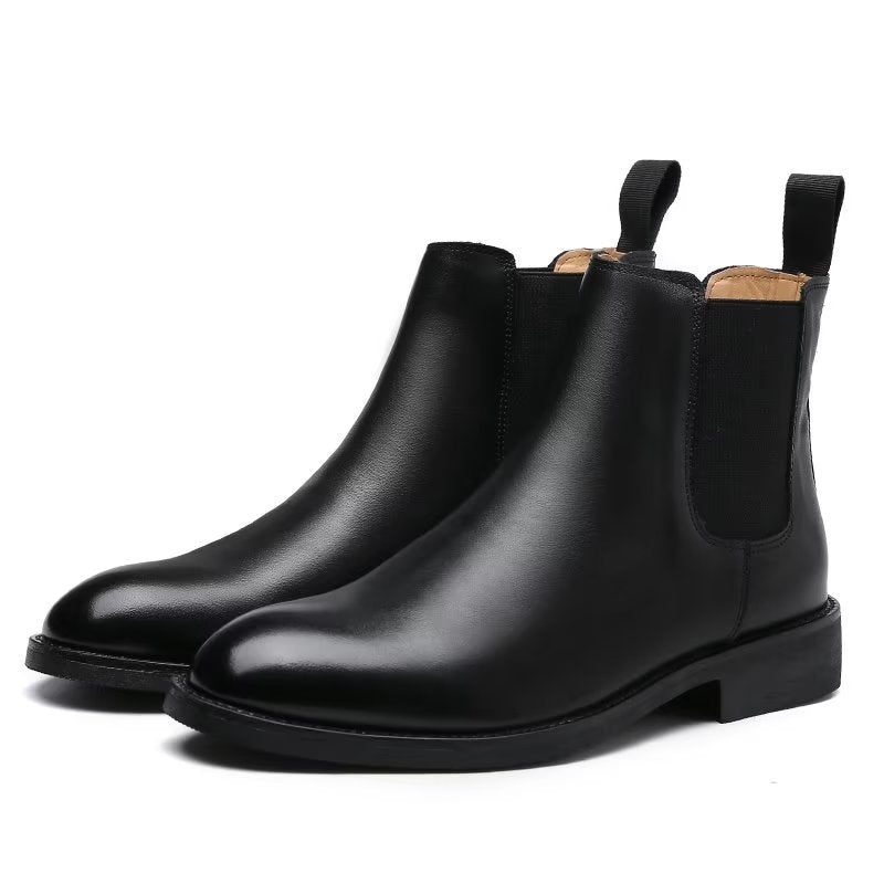 Botas Masculinas Com Bico Fino Chelsea Boots - Preto