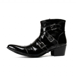 Botas Masculinas Com Bico Metal Exótico Mocassins Couro Punk Ocidental