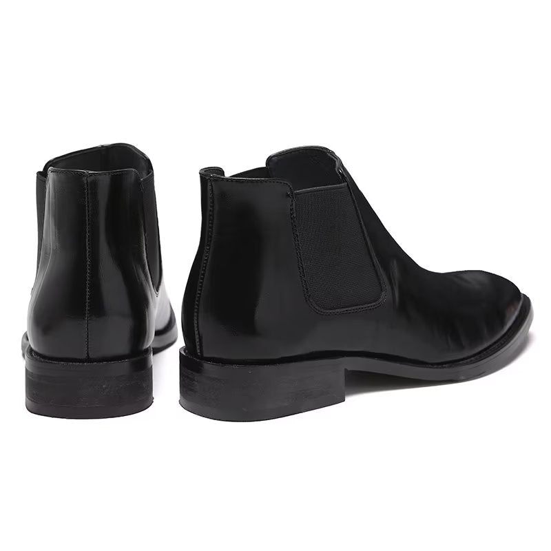 Botas Masculinas Com Bico Pontudo Em Relevo Chelsea - Preto