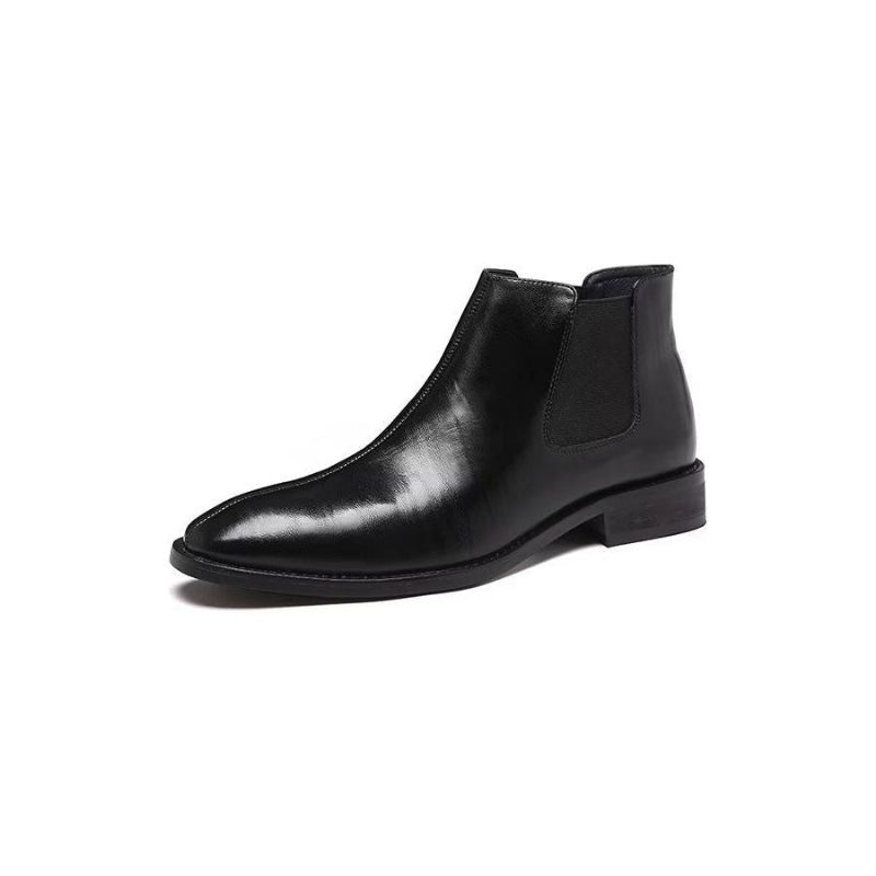 Botas Masculinas Com Bico Pontudo Em Relevo Chelsea - Preto