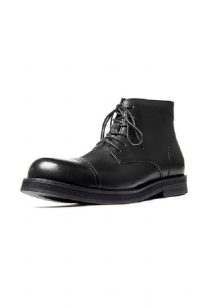 Botas Masculinas Com Bico Redondo E Cano Curto