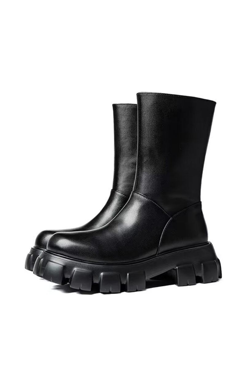 Botas Masculinas Com Bico Redondo E Cano Curto