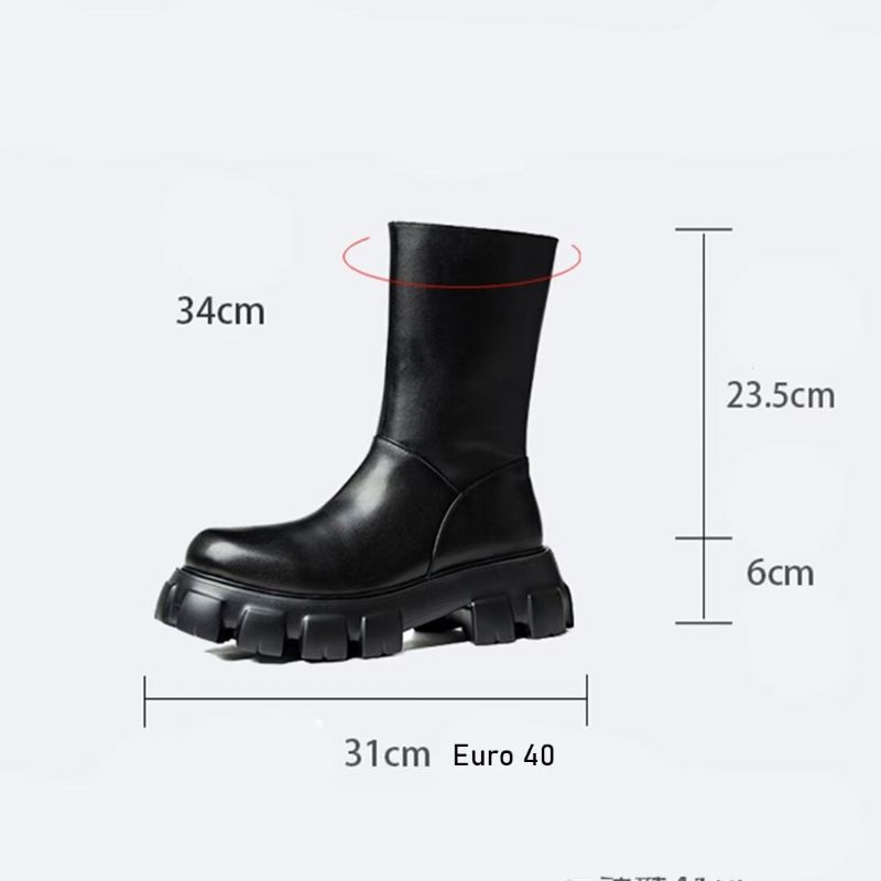 Botas Masculinas Com Bico Redondo E Cano Curto - Preto