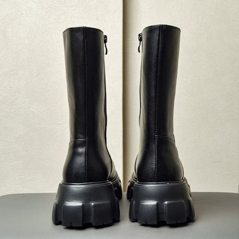 Botas Masculinas Com Bico Redondo E Cano Curto - Preto