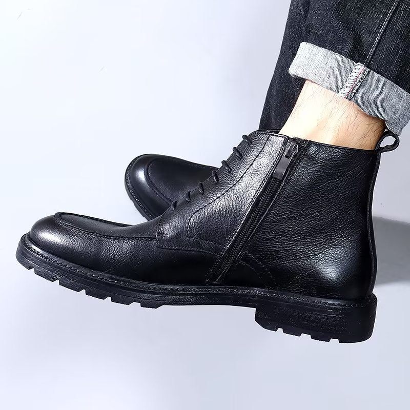 Botas Masculinas Com Cadarço - Preto