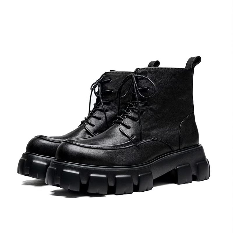 Botas Masculinas Com Cadarço E Lazer - Preto 