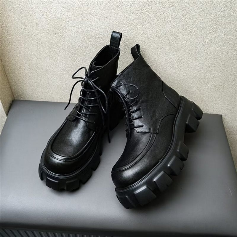 Botas Masculinas Com Cadarço E Lazer - Preto 