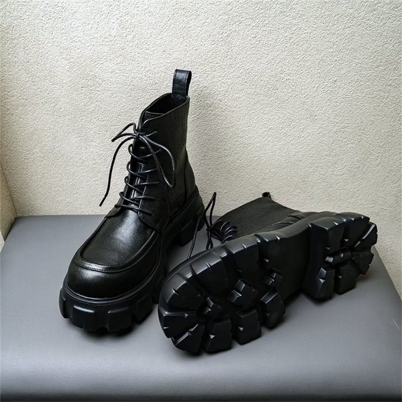 Botas Masculinas Com Cadarço E Lazer - Preto 