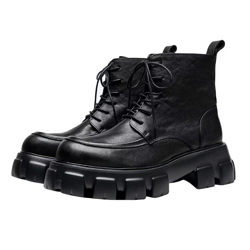 Botas Masculinas Com Cadarço E Lazer - Preto 