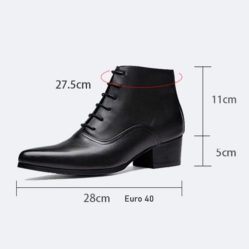 Botas Masculinas Com Cadarço Pontiagudo - Preto