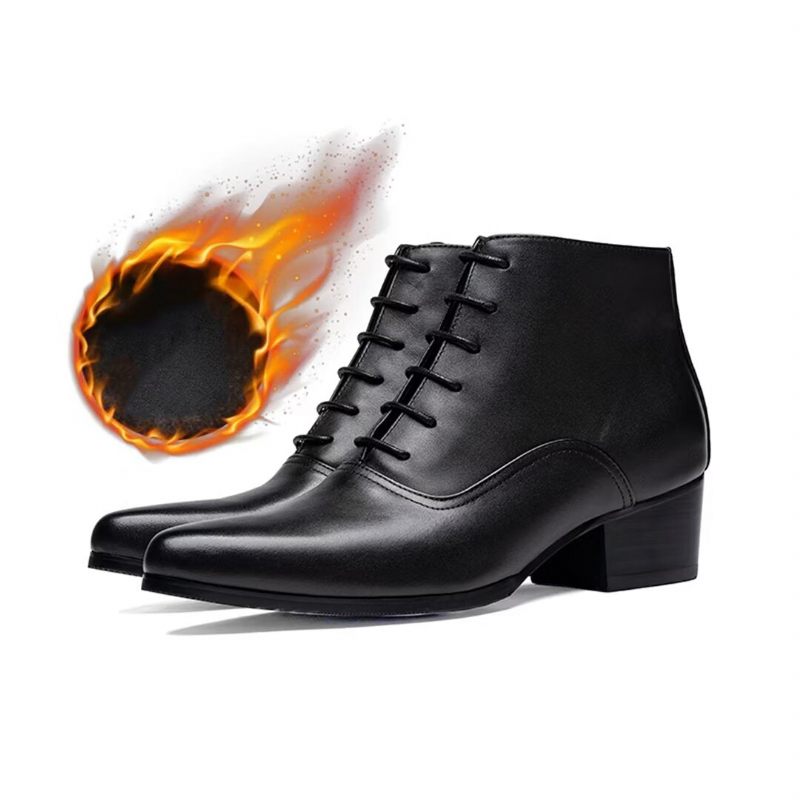 Botas Masculinas Com Cadarço Pontiagudo - Preto