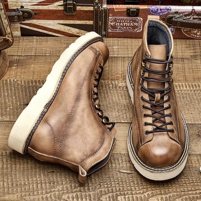 Botas Masculinas Com Cano Curto Luxo - Café